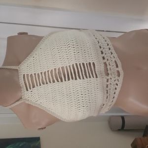 Two Crocheted Halter Tops sz M